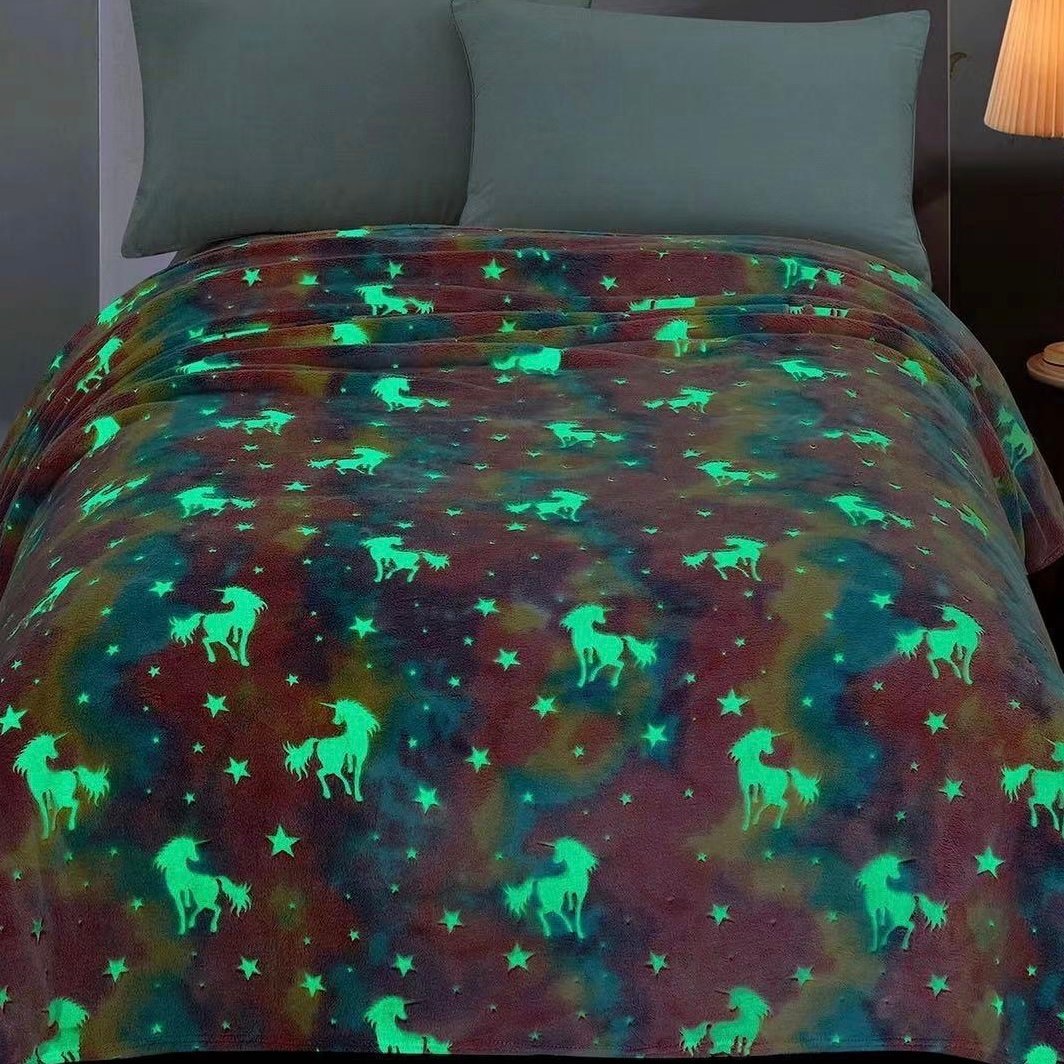 new glow in the dark blanket luminous Christmas baby custom flannel blanket magic luxury blanket for winter - Image 5