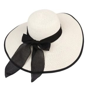 Summer New straw hats for women Big Large Wide brim with bow design beach straw hats custom logo sun straw hats