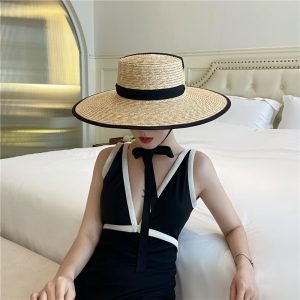 2024 new raffia straw trilby bowknot summer beach sun hat  womens real grass natural straw top hat handmade straw hat