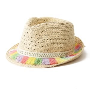 colorful bucket straw hat baby summer sun visor paper straw hats beach fashion children wholesale straw cap