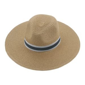 vintage wide brim straw hat wholesale panama top straw hat summer adjustable shade beach visor straw hat
