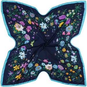 wholesale flower pattern silk scarf silk square printed scarves custom logo popular metallic silk scarf