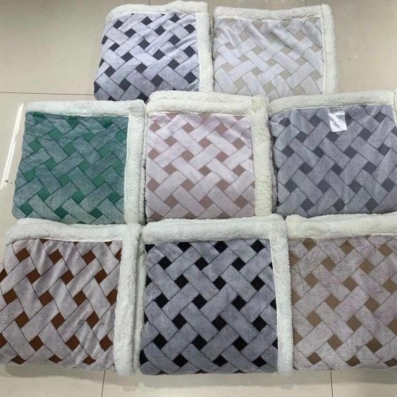 new sherpa throw blanket custom diamond pattern bed double layers weighted coral fleece flannel blankets throws faux-lamb's wool - Image 2