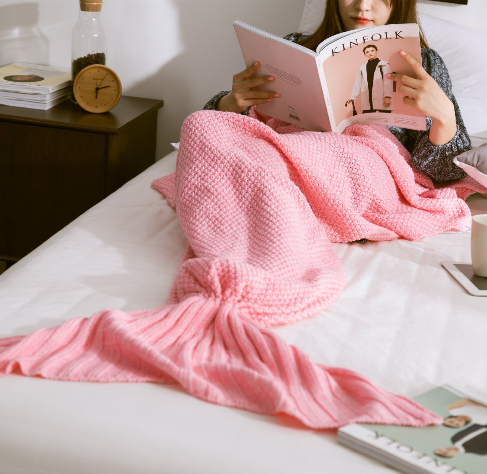 2023 hot sale christmas Mermaid knitted blanket for pram baby carriage stroller covers Fish tail knitted baby blanket - Image 6
